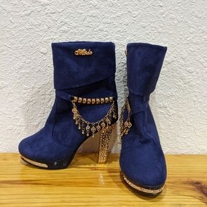 Blue platform booties